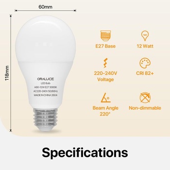 ORALUCE E27 LED teplá biela 12W, nahrádza 100wattové žiarovky, 3000K, 3 kusy Teplá biela 3000K 3 kusy