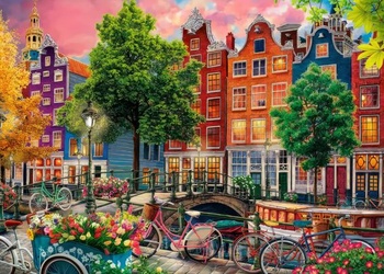 Puzzle pre dospelých, 1000 dielikov, Amsterdam, 70 x 50 cm. Vzdelávacie puzzle pre dospelých. Puzzle s 1000