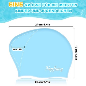 Plavecká čepice Nepfaivy pro děti s dlouhými vlasy, nepromokavá plavecká čepice nebesky modrá
