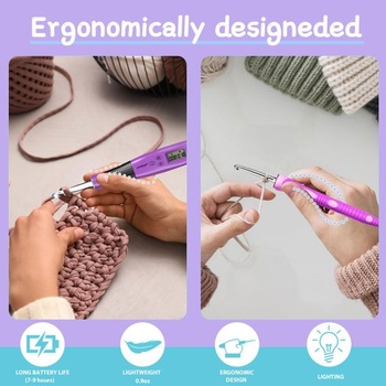 24-v-1 ergonomická sada háčikov na háčkovanie s LED svetlom a počítadlom stehov - vymeniteľné hlavice