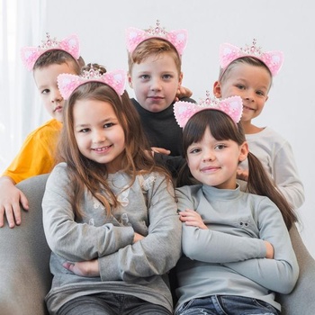 Čelenka Mabor s mačacími ušami pre dievčatá, ružová