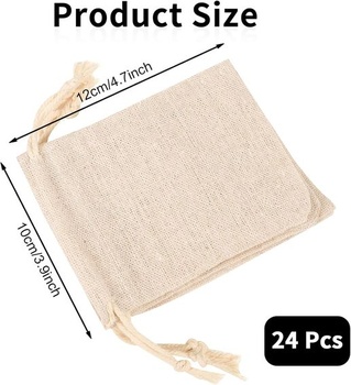ALTcompluser 24dielna sada malých jutových tašiek, 7 x 9 cm, ľanové tašky so sťahovacou šnúrkou, 12