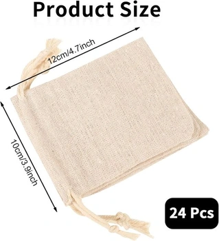 ALTcompluser 24dílná sada malých jutových tašek, 7 x 9 cm, lněné tašky se stahovací šňůrkou, 12