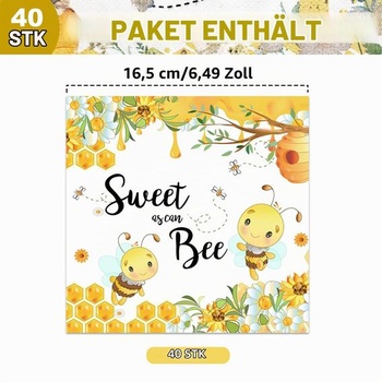 40 koktailových obrúskov s motívom včiel, lietajúce včely ako dekorácia na stôl, dekoratívne papierové