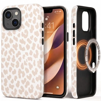Kryt s leopardím potlačou pre MagSafe pre iPhone 15, béžový