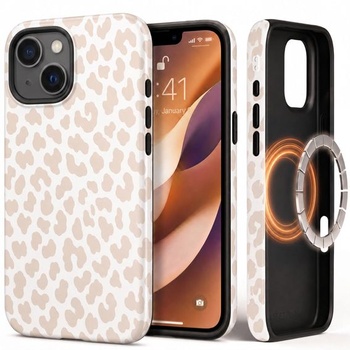 Kryt s leopardím potlačou pre MagSafe pre iPhone 15, béžový