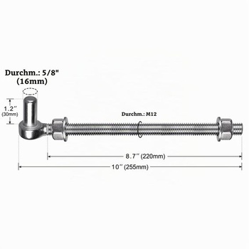 Záves bránky Insaga M12x 254mm s J-skrutkou, záves stĺpika z nerezovej ocele 304 s vonkajším čapom 15,8