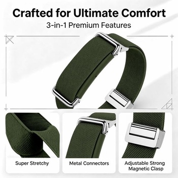 Elastický športový nylonový náramok kompatibilný s Google Fitbit Air, armádne zelený