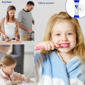 GIONAR 2dílná písková hodinka pro dětské čištění zubů (modrá 3 minuty, zelená 2 minuty), časovač