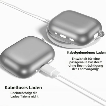Ochranný kryt Lemxiee pro AirPods Pro 3, flexibilní TPU kryt, stříbrný, AirPods Pro 3