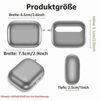 Ochranný kryt Lemxiee pre AirPods Pro 3, flexibilný TPU kryt, strieborný, AirPods Pro 3