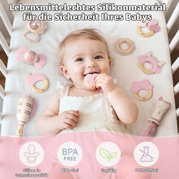 Sada hrkálok Vanplay pre bábätká, ružová