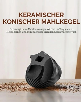 Přenosný ruční mlýnek na kávu CIRCLE JOY s keramickým kuželovým mlecím perem a 40 externími