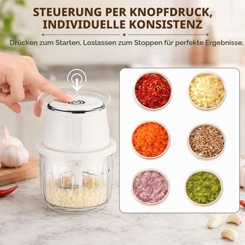 Sekáčik na cibuľu CEWROM, elektrický kuchynský sekáčik s objemom 350 ml, 6 nožov z nerezovej ocele,