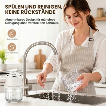 Sekáčik na cibuľu CEWROM, elektrický kuchynský sekáčik s objemom 350 ml, 6 nožov z nerezovej ocele,