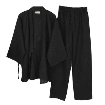 Neznačkové japonské kimono z bavlny a konope pre mužov vo veľkých veľkostiach Taoist Clothing Zen