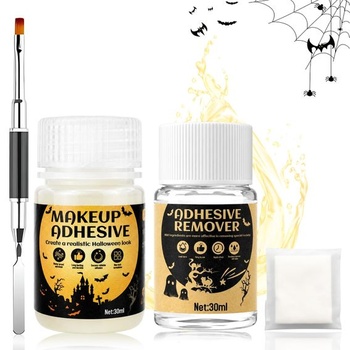Halloweenské lepidlo na koži, 30ml lepidlo na kožu Mastix + 30ml odstraňovač lepidla na tvár