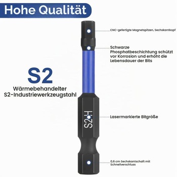 Súprava šesťhranných bitov HPHOPE Impact, 10 kusov, HEX H1,5 - H8, dĺžka 50 mm, 10 kusov, metrické