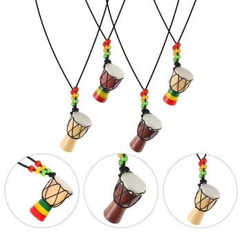 HEALLILY 4dílná bicí sada Djembe buben závěsný africký buben přívěsek dřevěný klasický jambe