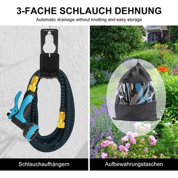 Flexibilná záhradná hadica 15 m, roztiahnuteľná vodná hadica 3/4 palca 1/2 palca s hákom na hadicu -