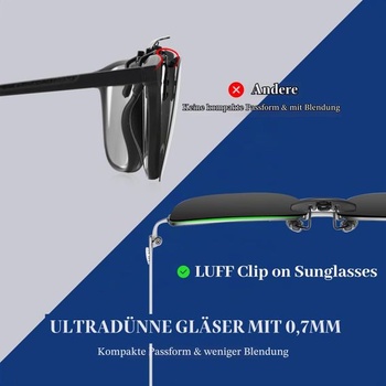 LUFF Polarizované unisex sluneční brýle s klipem na dioptrické brýle - Dobré sluneční brýle s