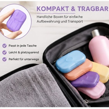 Sada mydlových papierov, 5 krabičiek, prenosná s plastovou krabičkou, farebná, voňavý mydlový papier,