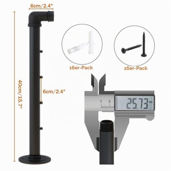 IBUYKE Nástěnný šatní věšák 40 cm, 4 kusy, kovový, černý TYJ008H-4
