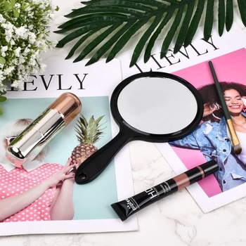 Ručné zrkadlo s rukoväťou, obojstranné zrkadlo, zväčšenie 1x/3x, kozmetické zrkadlo, make-up zrkadlo,