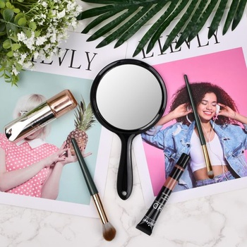 Ručné zrkadlo s rukoväťou, obojstranné zrkadlo, zväčšenie 1x/3x, kozmetické zrkadlo, make-up zrkadlo,