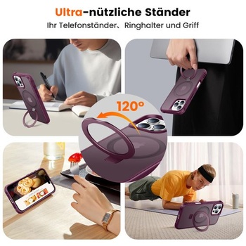 Puzdro pre iPhone 16 Pro s magnetickým stojanom, vínové. Vínovo červené pre iPhone 16 Pro