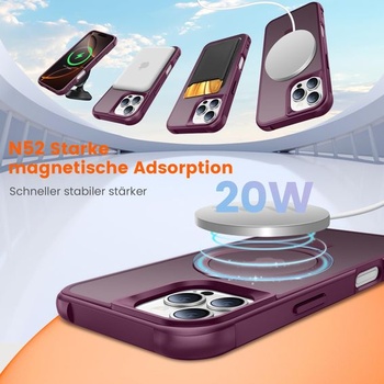 Puzdro pre iPhone 16 Pro s magnetickým stojanom, vínové. Vínovo červené pre iPhone 16 Pro