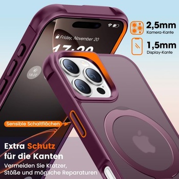 Puzdro pre iPhone 16 Pro s magnetickým stojanom, vínové. Vínovo červené pre iPhone 16 Pro