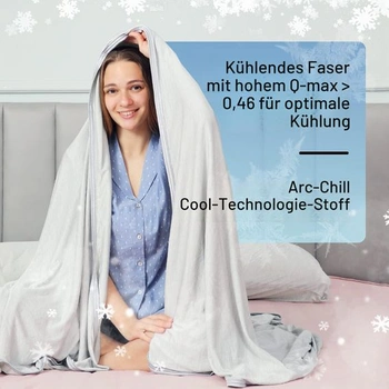 Chladivá deka, veľkosť queen size 203,2 x 228,6 cm, Q-Max >0,46, technológia Arc-Chill, pre horúce