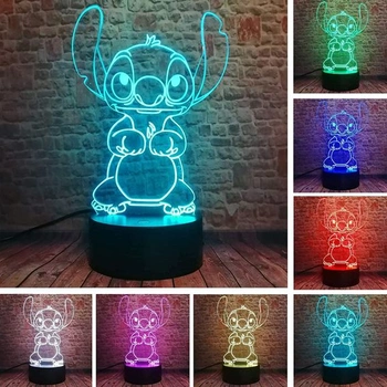ZTZK Stitch Lamp, 3D LED chytré noční světlo s dálkovým…