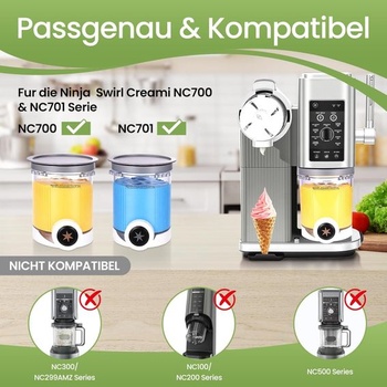 2 kusy pre nádoby Ninja Swirl Creami s objemom 480 ml - Kompatibilný s výrobníkmi zmrzliny Ninja