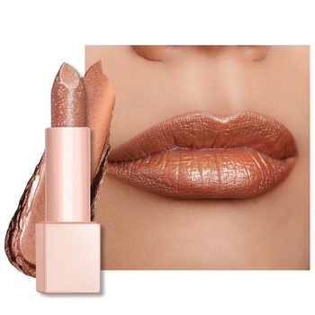 OULAC Moisture Shine Lipstick Bronze, trblietavý rúž s lesklým finišom, krémová textúra,