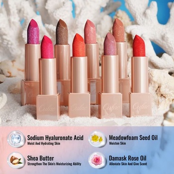 OULAC Moisture Shine Lipstick Bronze, trblietavý rúž s lesklým finišom, krémová textúra,