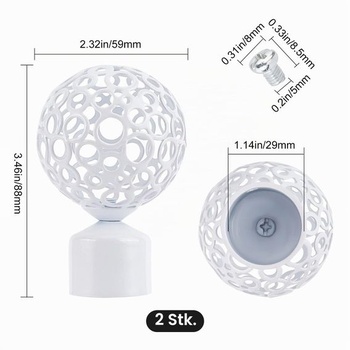 GORGECRAFT 2 kulaté koncovky na záclonové tyče 28 mm, bílá kulička, náhradní dekorativní koncovky