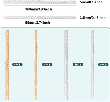 10 párů krytů brýlí, silikonové protiskluzové kryty 1,2*3,5/1,5*5 mm, protiskluzový držák na sadu
