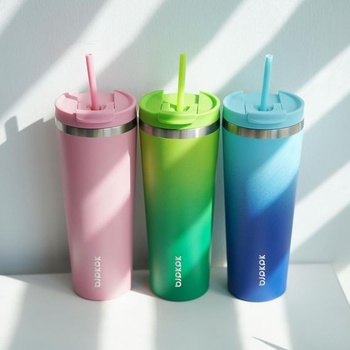 BJPKPK 900ml izolovaný hrnček z nerezovej ocele s viečkom a slamkou čierny leopard 900ml