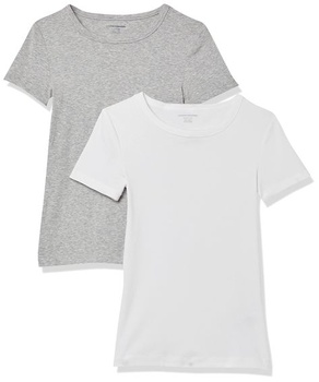 Dámske tričko s krátkym rukávom a okrúhlym výstrihom Amazon Essentials, úzky strih XL, biela/svetlo