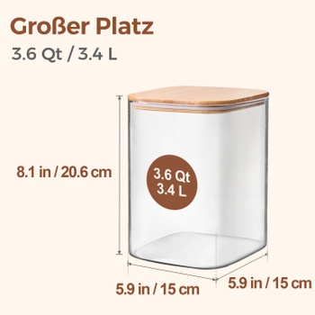 Sklenené dózy ComSaf s vekom 3,4 l, 2 kusy