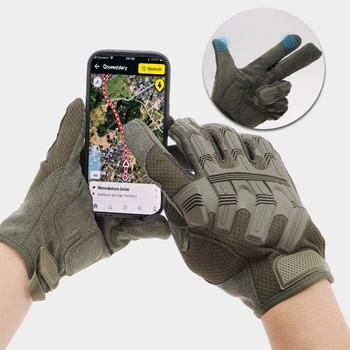 Motocyklové rukavice zelené, 1 pár, dotykový displej, pre turistiku