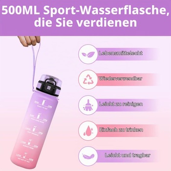 Detská fľaša na vodu HoneyHolly, 500 ml, vhodná na sýtené nápoje, opakovane použiteľná fľaša na