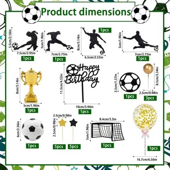 Futbalové ozdoby na torty, 23 kusov, Futbalové ozdoby na torty, Futbal, 23 kusov