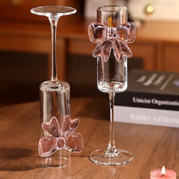 Sklenené poháre Kokett 160ml, ružová stuha, šampanské, číre poháre, víno, koktaily, poháre na