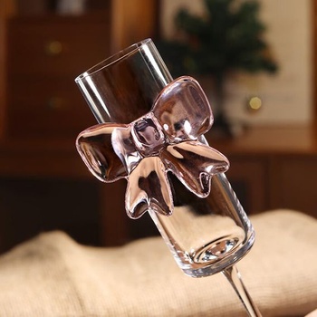 Sklenené poháre Kokett 160ml, ružová stuha, šampanské, číre poháre, víno, koktaily, poháre na