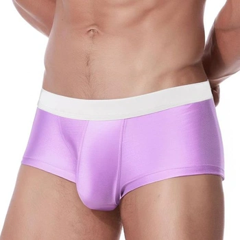 Pánské sexy boxerky, spodní prádlo, boule, hladké, hedvábné, lehké, nízkopodešev, krátké boxerky