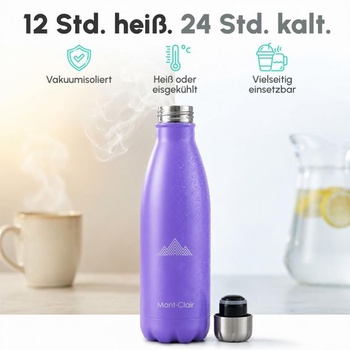 Fľaša na vodu Mont-Clair z nerezovej ocele 1 l, fialová 1000 ml