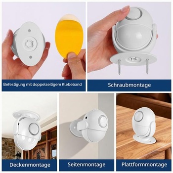Detektor pohybu AXFEE, Alarm, 360 ° otočný senzor pohybu s funkciou alarmu, sada zvončeka s detekciou
